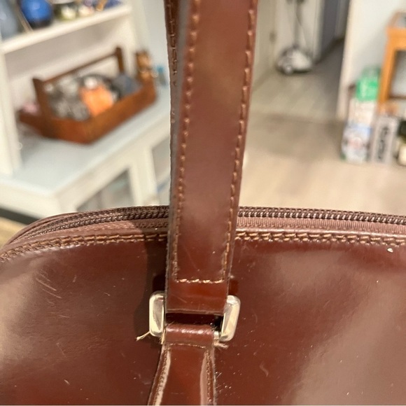 Preswick & Moore Split Cowhide Leather Structured Shoulder Tote Made in Italy - Picture 12 of 16